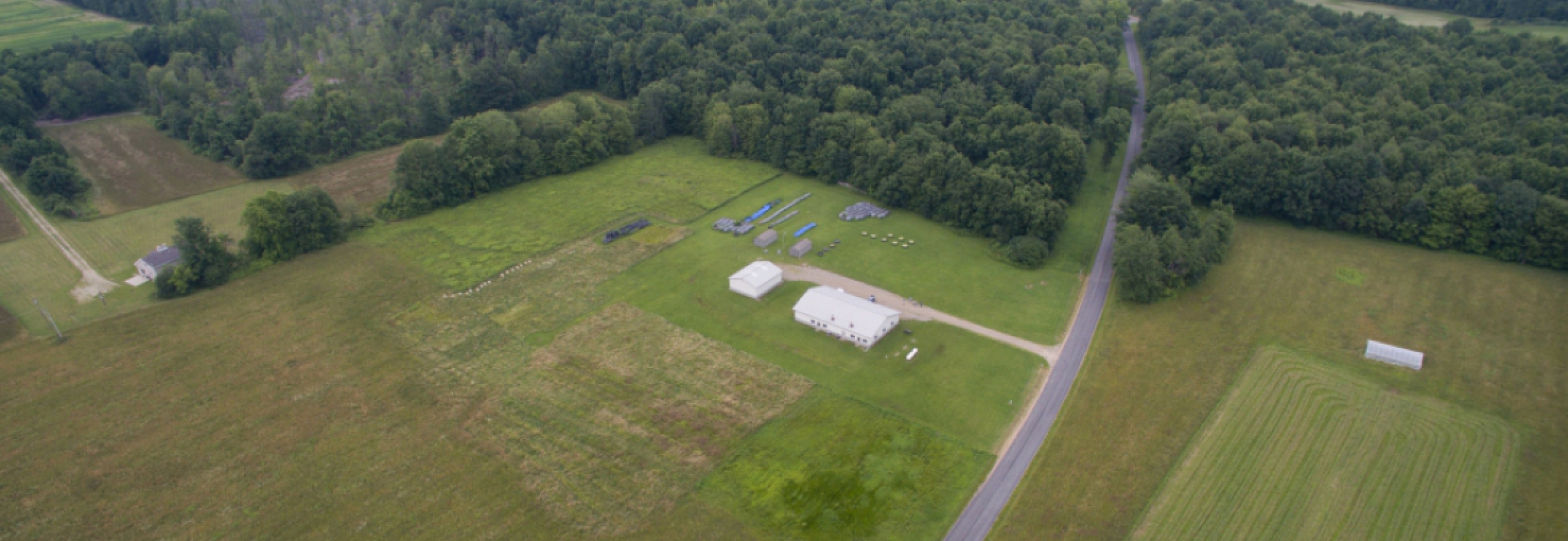 aerial photo of lab in a field
